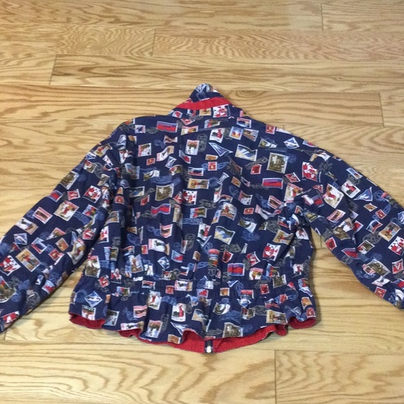 L Line-Up navy international travel stamp with golfers pattern jacket - Picture 4 of 16